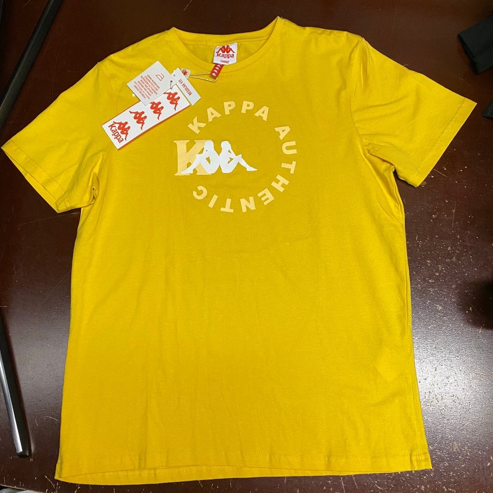 Kappa Mens Yellow Authentic Savio Short Sleeve Crew Neck Pullover T Shirt Size L